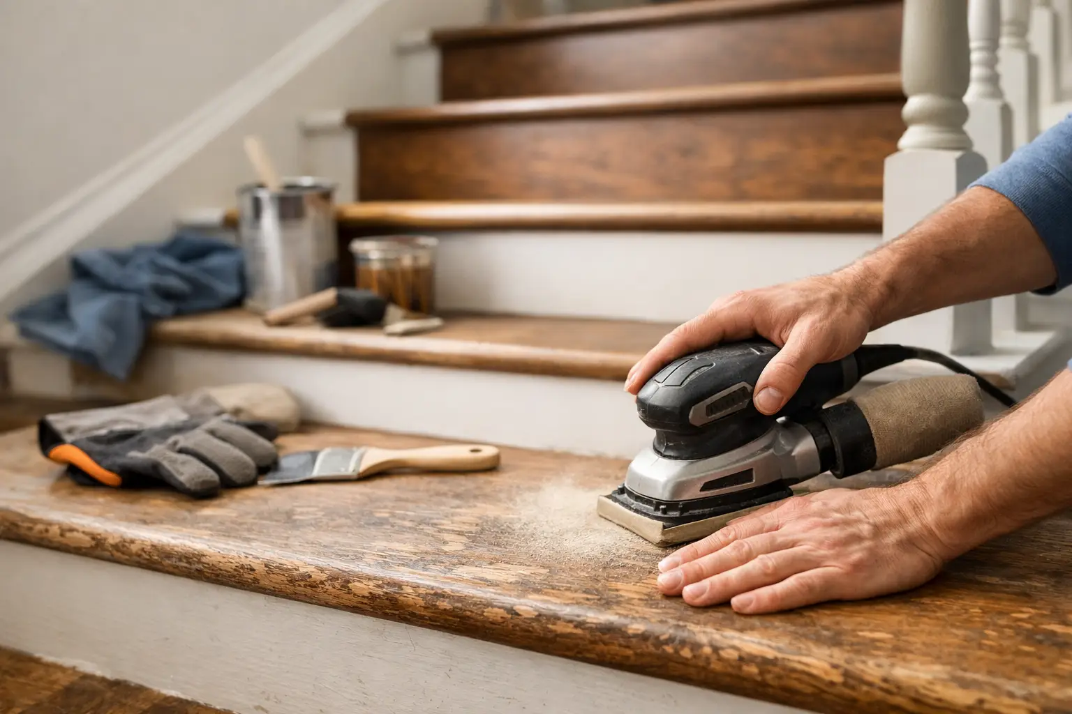 How to Refinish Worn Staircase Treads Safely